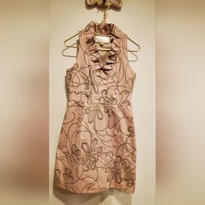 LEIFSDOTTIER/ ANTHROPOLOGIE Pink  Ruffled Halter Cocktail Dress, SIZE 6.